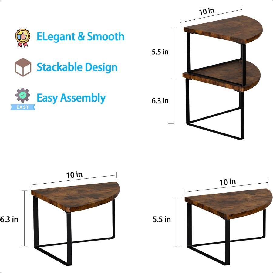 

Угловая полка Органайзер для столешницы Набор из 2 угловых полок для органайзера кухонного шкафа Полка для специй Штабелируемый органайзер для ванной United States