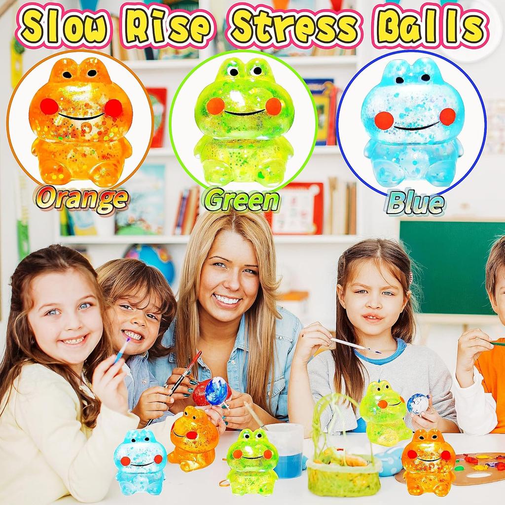 Squishy Frog Stress Balls Stretchy Squish Ball Sensory Squeeze Fidget Toys Stress Relief Balls for Kids Anxiety Relief Gifts