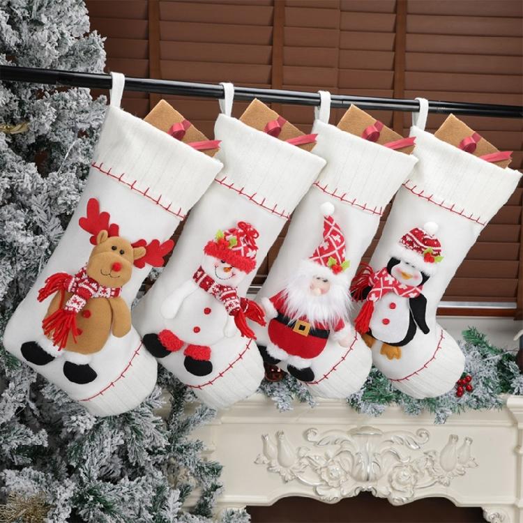 Christmas Stocking for Fireplaces Decoration Stylish Hanging Gifts Bag Santa/Snowman/Elk/Penguins Party Supplies