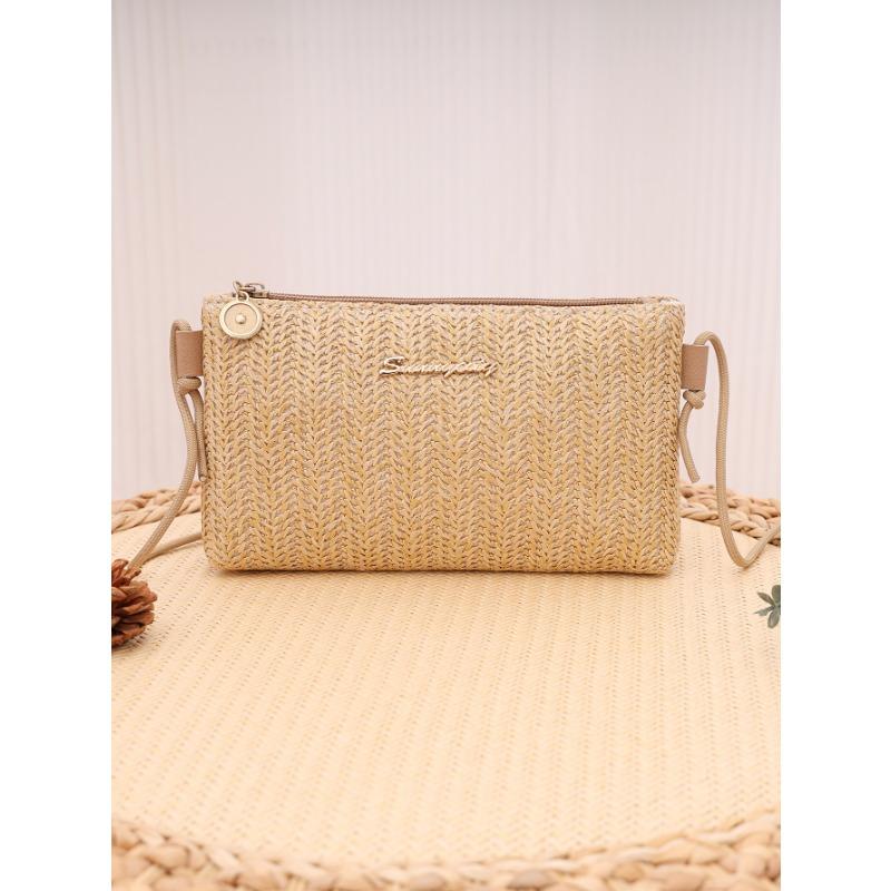 New women's straw bag, simple personality, long wallet, large capacity, main bag, mobile phone bag, change bag.