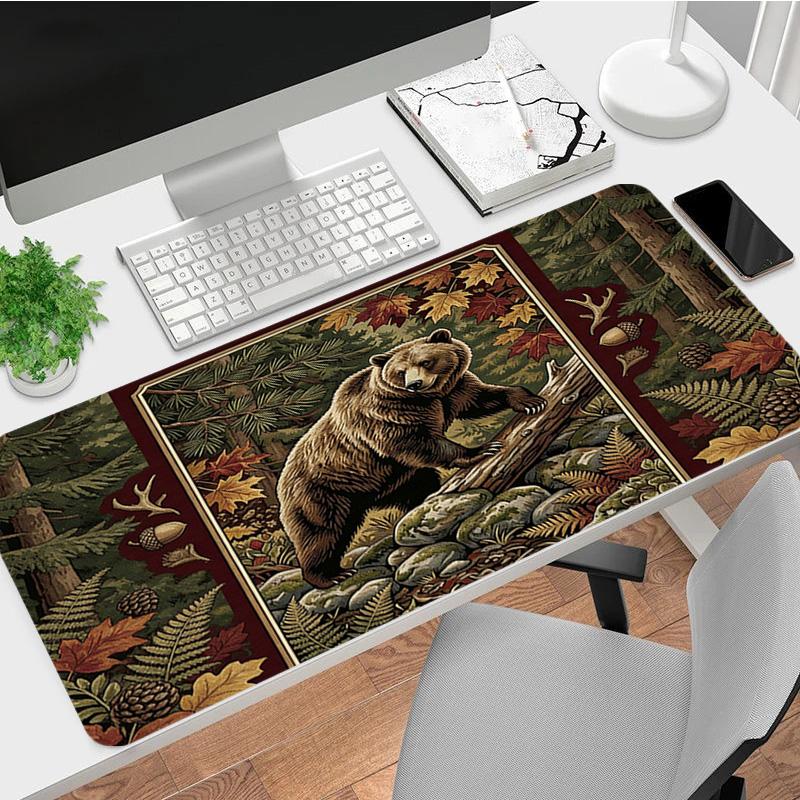 Bear Forest Xl Gaming Mouse Pad Nonslip Rubber Base Stitched Edge Waterproof Desk Mat For Pc Laptop Gamer Office Computer Accessories C92792