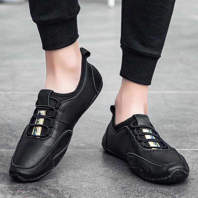 2025 summer new men's casual leather shoes hand-sewn one-pedal driving beanie shoes octopus men's shoes