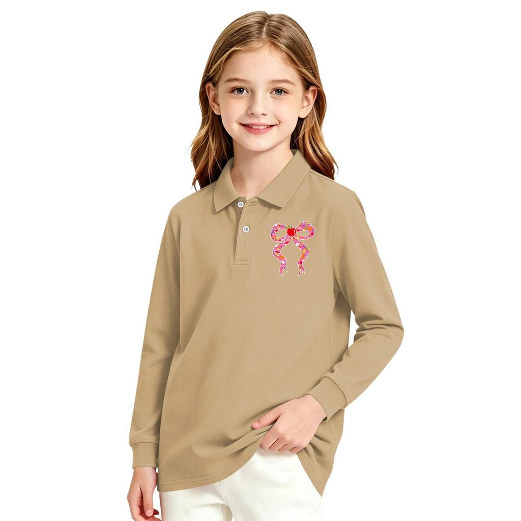 Girls' Long Sleeve Printed School Uniform Casual Top