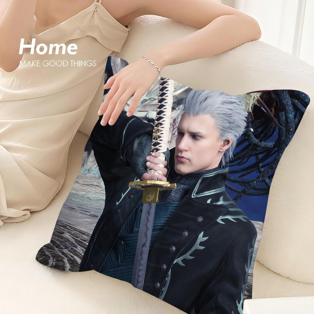 Poszewka na poduszkę Vergil D-Devil May C-Cry Nadruk 3D Włókno poliestrowe 45*45 cm Dekoracja poszewki na poduszkę dekoracyjną do domu na sofę Prezent festiwalowy