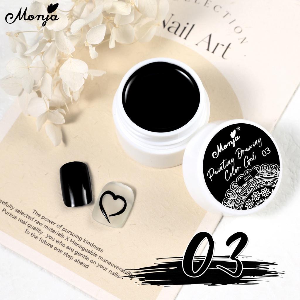 monja 5ml 12 barev Gel na malování nehtů UV lak Kreslení Černá Bílá Salonní barvy Lak Semipermanentní Vylepšení Manikúra Design Nástroj