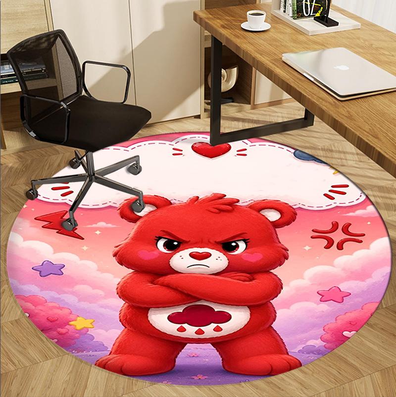 Care Bears Pattern Round Rug, Indoor/Outdoor Mat, for Picnic, Gameroom, Bedroom, Office, Living Room, Home Decor Carpet, Birthday Gift