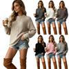 Damen Grobstrick Zopfmuster Pullover Lockerer Schnitt Rundhalsausschnitt Langarm Pullover Winter Freizeit Oberteil