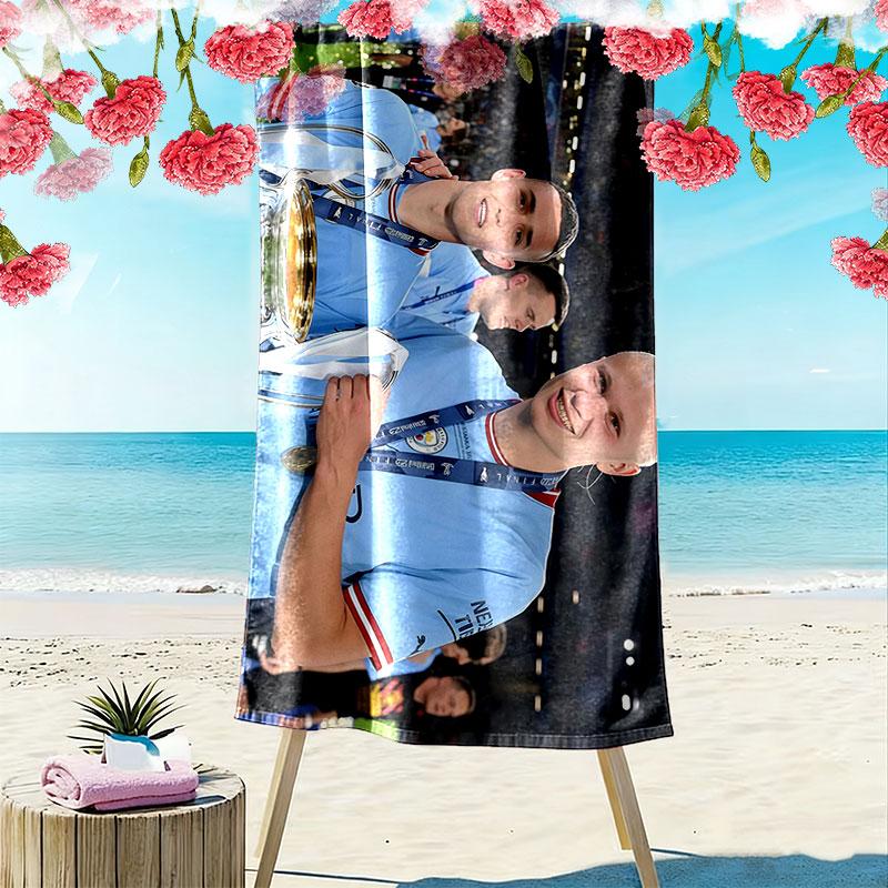 Erling Haaland & Phil Foden Print Beach Towel, Large Soft Quick Dry Towel for Beach Camping Swimming