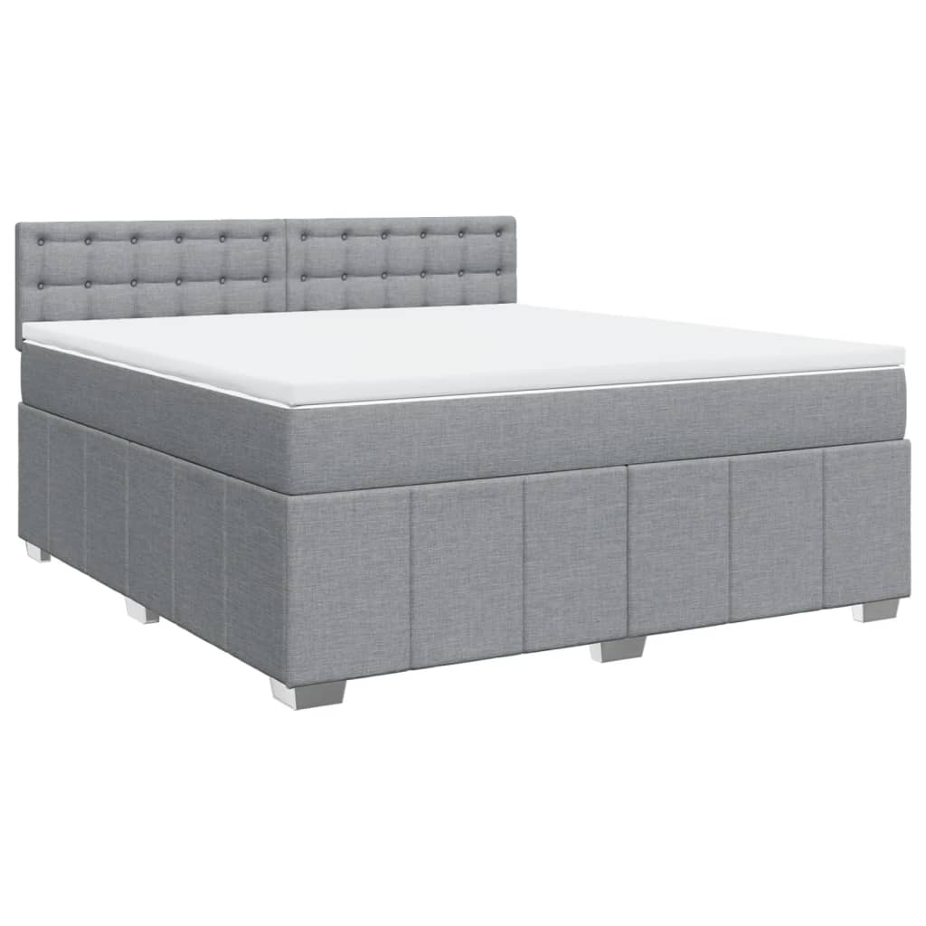 Vidaxl Letto Continentale Con Materasso, Grigio Chiaro, Tessuto, 180X200Cm