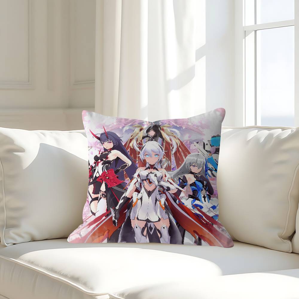 H-HONKAI IMPACTs Kissenbezug Abnehmbarer Waschbarer Kissenbezug – Ganzjährige Weiche Leinen