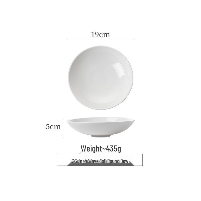 קערת עצם סין עמוקה לבנה אלגנטית: קערת מרק/אטריות/פירות ים למלון ומסעדה - עיצוב לא סדיר ויצירתי