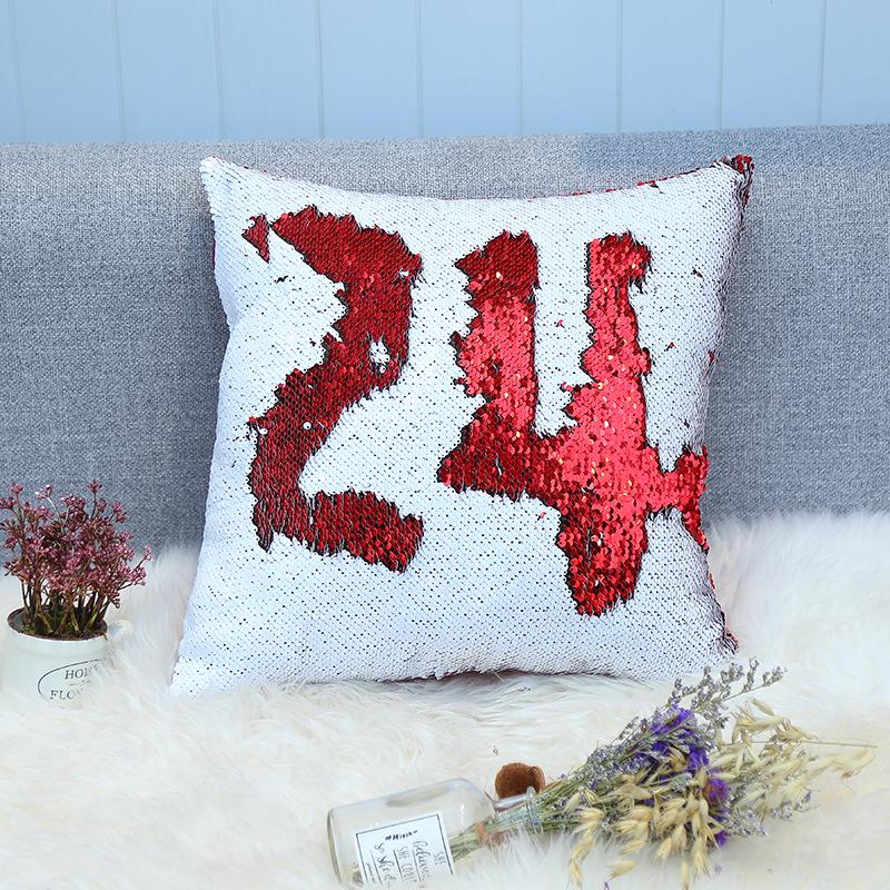 Sequined Pillowcase Contrasting Color Digital Series Cushion Cover Car Sofa Bedside Cushion Cover