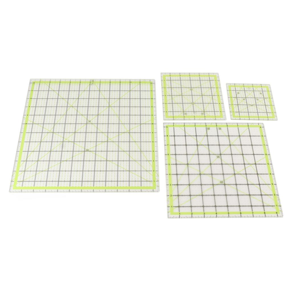 4pcs Acrylic Quilting Ruler Quadrate Grid Lines Double Color Clear Ironing Ruler for Cutting Fabric