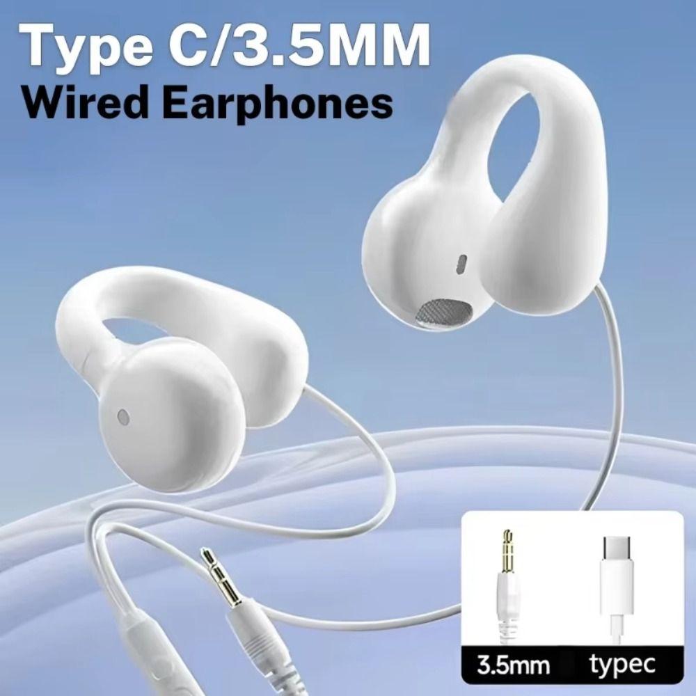 Stereo Sound Wired Headphones Type C&3.5mm Bone Conduction Earclip Sports Earbuds