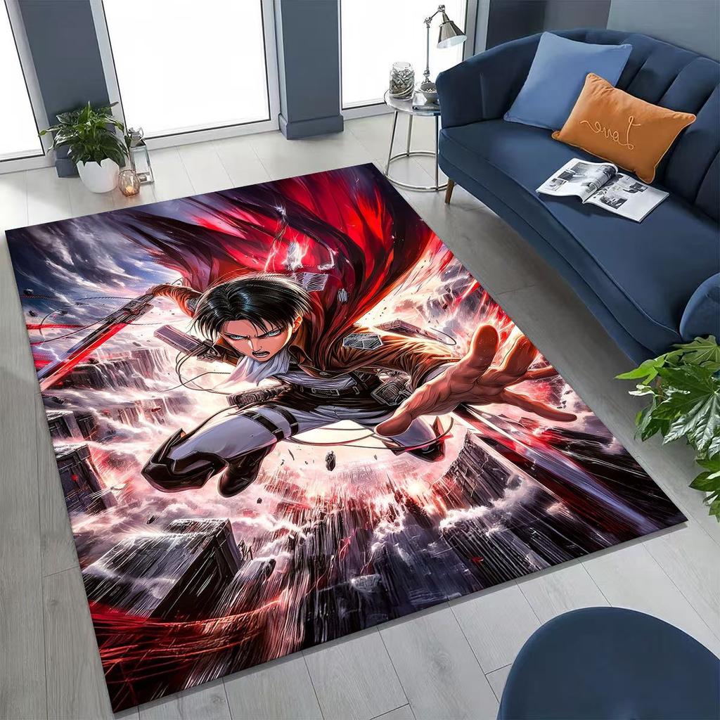 2026 New Anime Attack on Titan Eren Mikasa Cartoon Rug for Bedroom Living Room Sofa Home Doormat Decor,Kids Non-slip Floor Mat