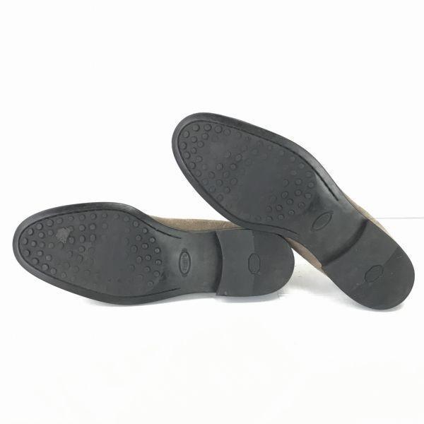 TOD'S Suede Leather Tassel Loafers Mackay Construction Men's 25.0 Beige Slip-On(USED)