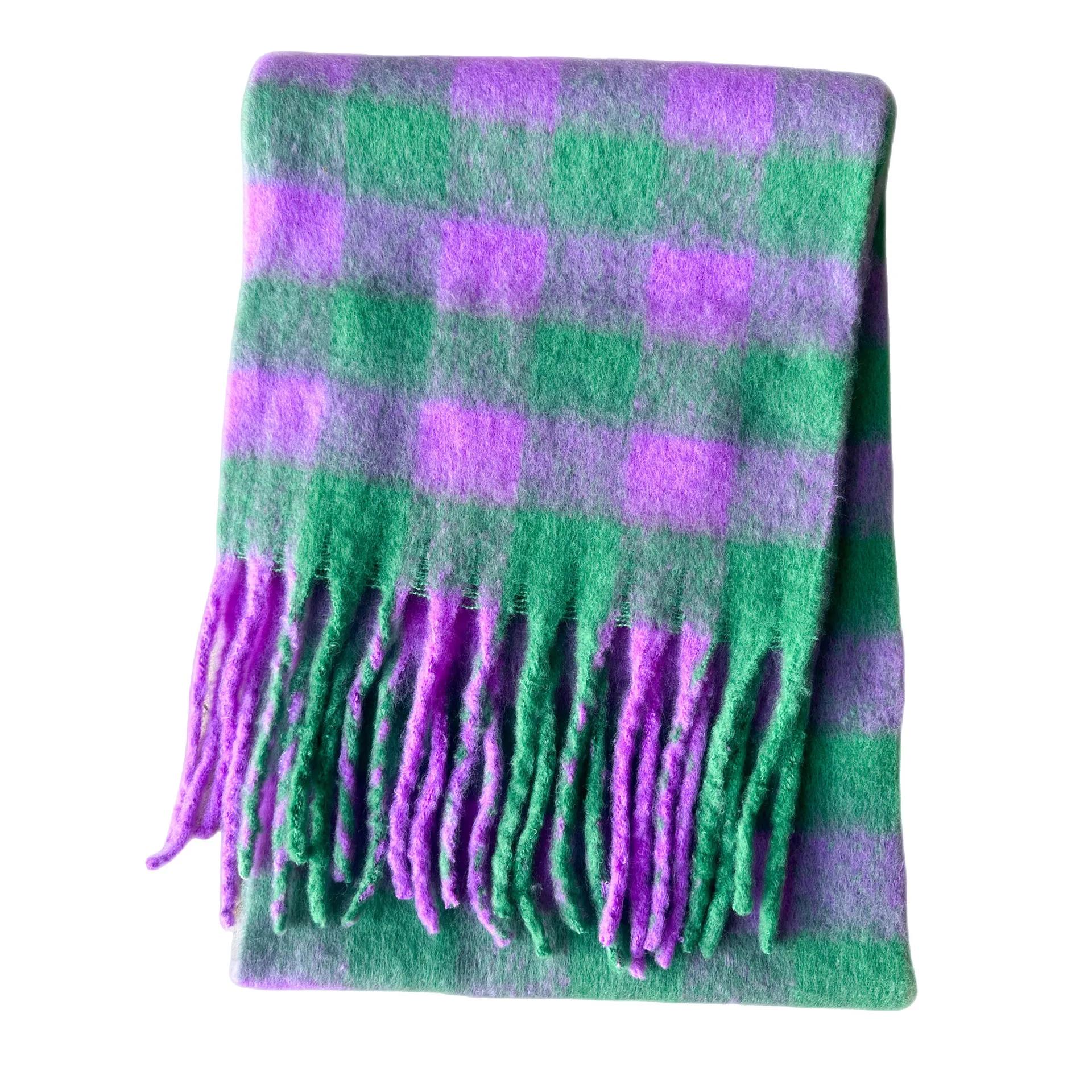 

2025 New Women Plaid Scarf Winter Warm Shawls Cashmere Thicked Wrap Ladies Long Tassel Blanket Scarves Bufanda