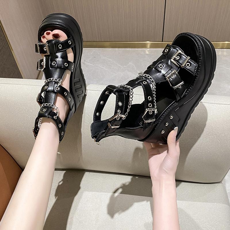 10CM Sommer Plateau Sandalen Damen High Heels Klobig Sexy Zehenfrei Sandalen Keile Gladiator Sneakers Damen Puck Style Stiefel