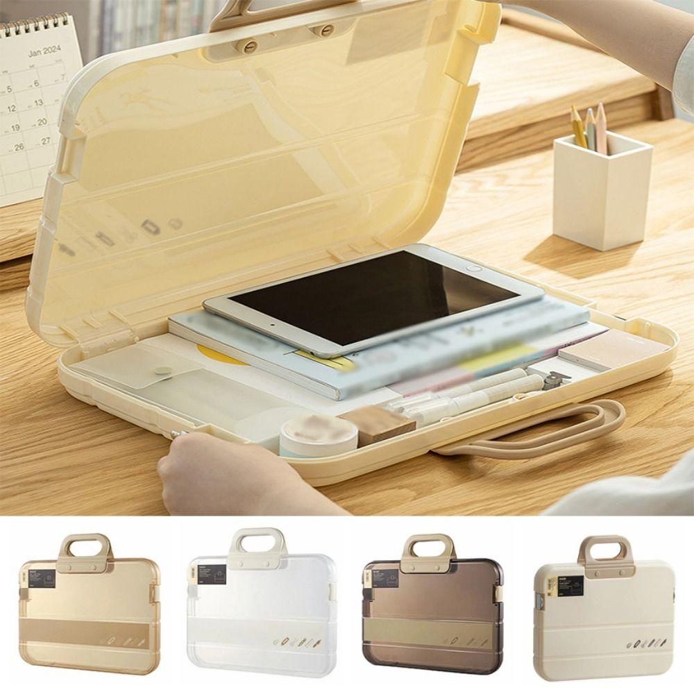 with Handle Documents Case Plastic Handheld File Bag Compact Document Storage Boxes Back To School