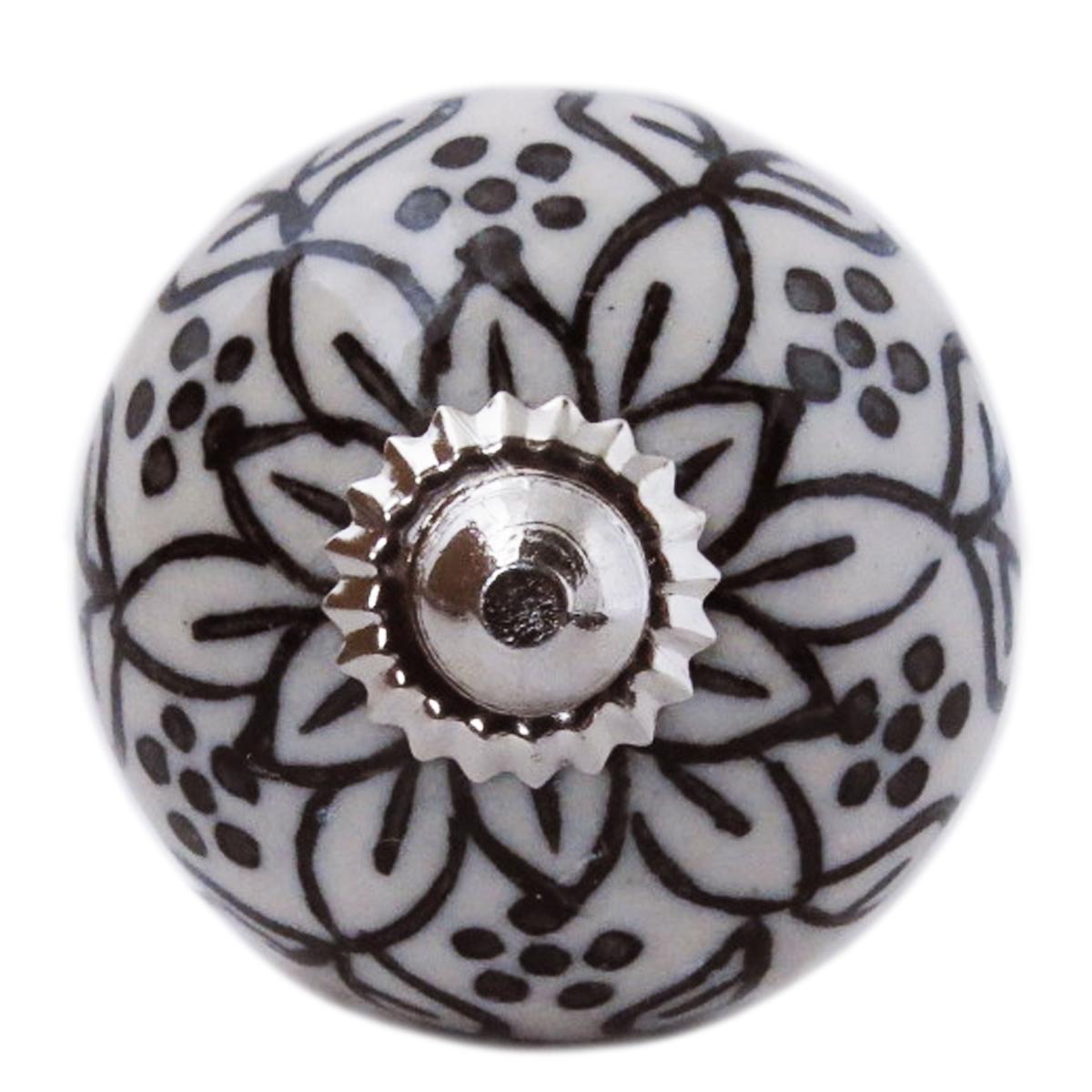 

Les Trésors De Lily [A3130] - Ручка мебельная керамическая Boho серый черный серебристый - 60x40 мм