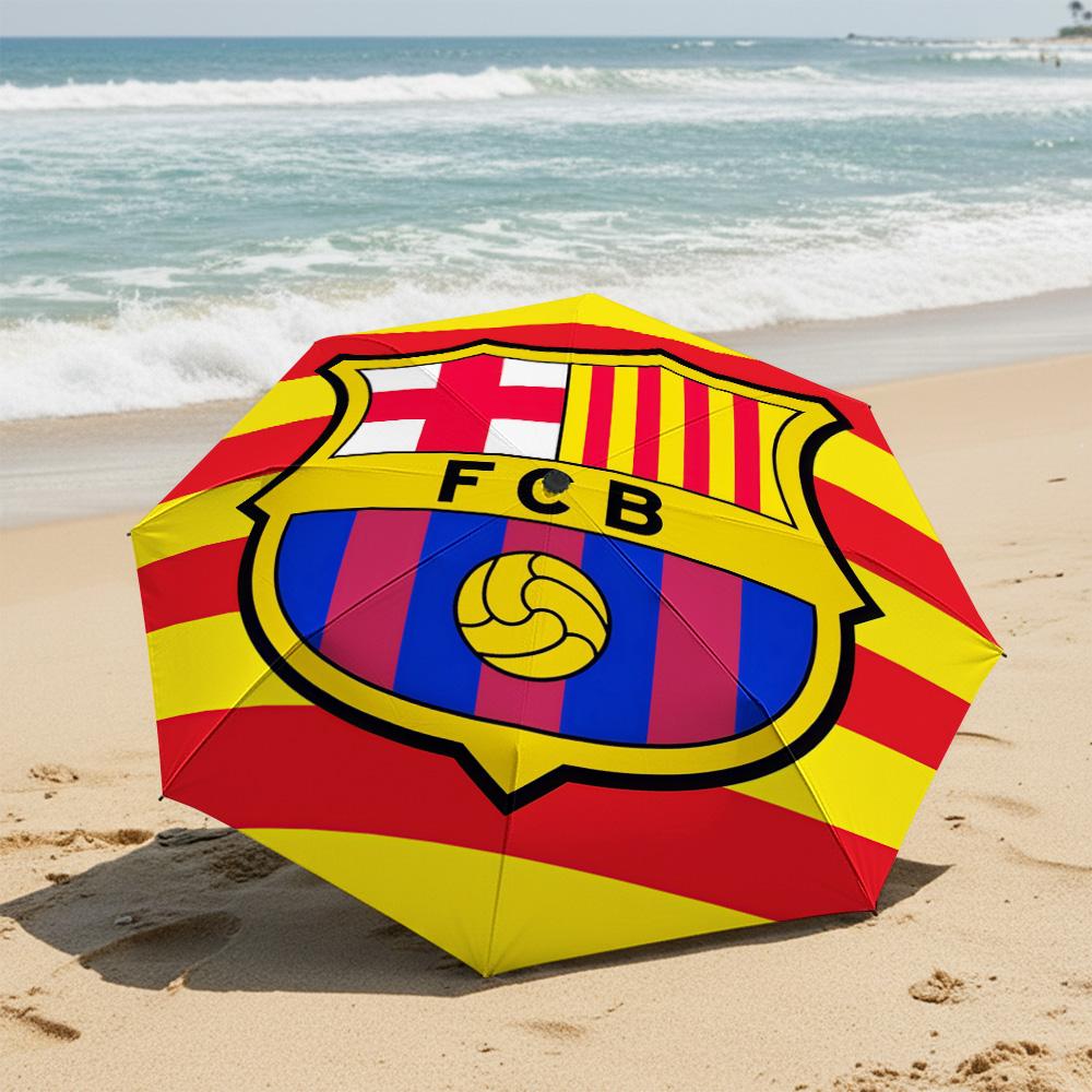 1 PC Automatic Folding Umbrella-Barcelona Football Club Pattern, Portable & Foldable Design with 8 Ribs, Christmas Birthday Gifts