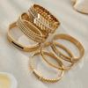 18k Gold Plated Stainless Steel Zirconia Clasp Bracelet Set - Geometric Rhombus Design, Personalized Light Luxury Hand Jewelry.