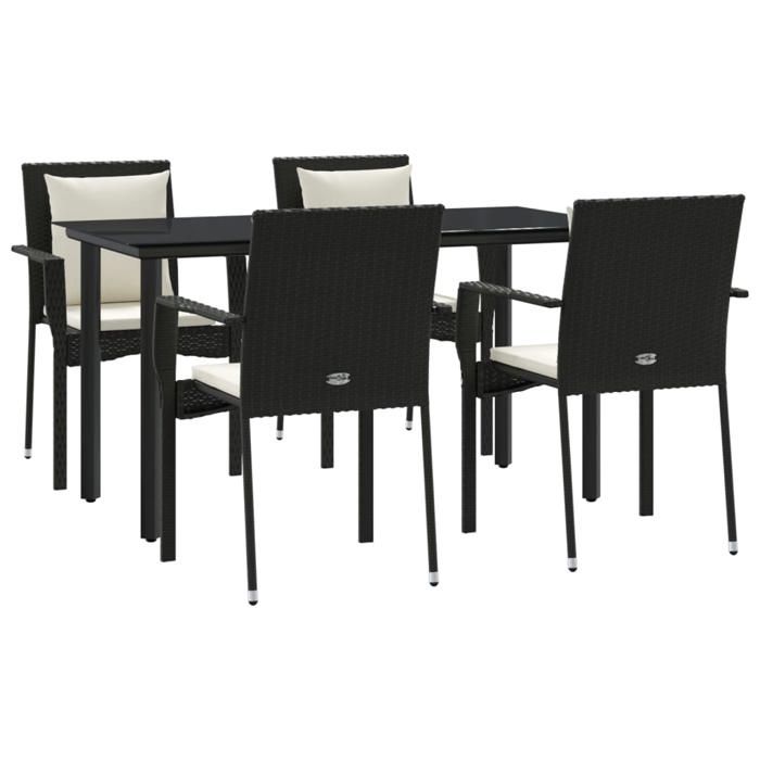 VidaXL Garden Dining Furniture and Cushions 5pcs Black Wicker 3185109