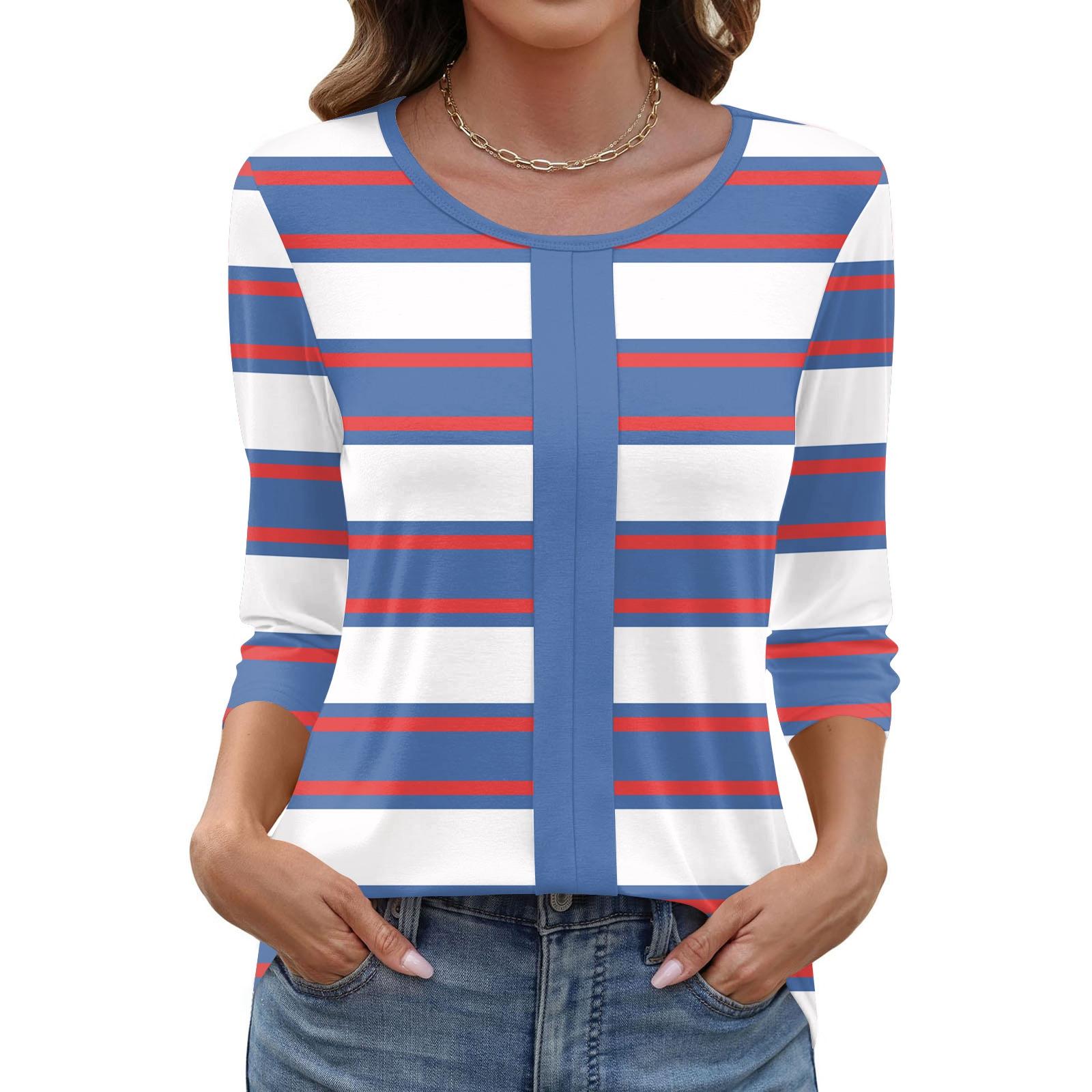 

Жіночий модний повсякденний пуловер з принтованим коміром і рукавом три чверті XXXL фіолетовий