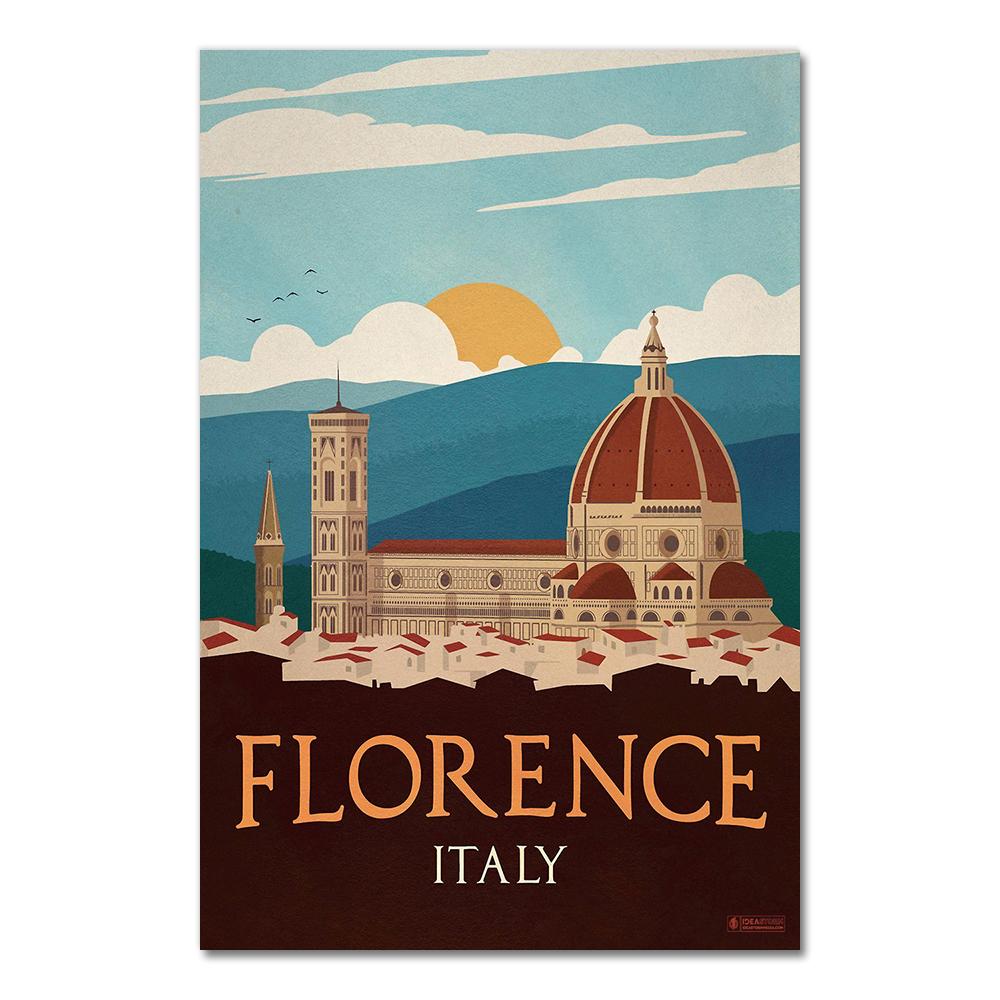 Italy Tuscany Florence City Travel Canvas Paintings Vintage Picture Kraft Posters Coated Wall Stickers Home Decoration Gift