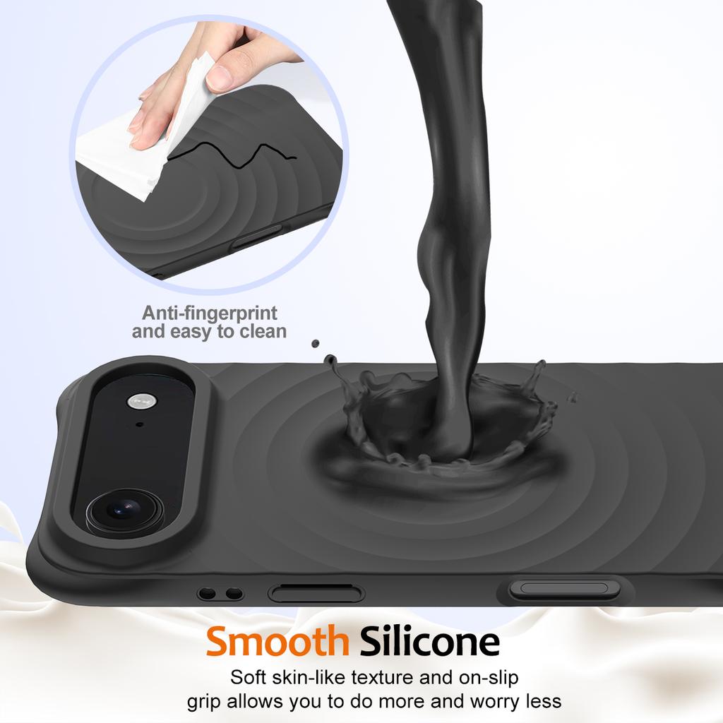 For iPhone 17 Air Case Compatible with MagSafe Ripple Texture Liquid Silicone Protective Cover with Strap