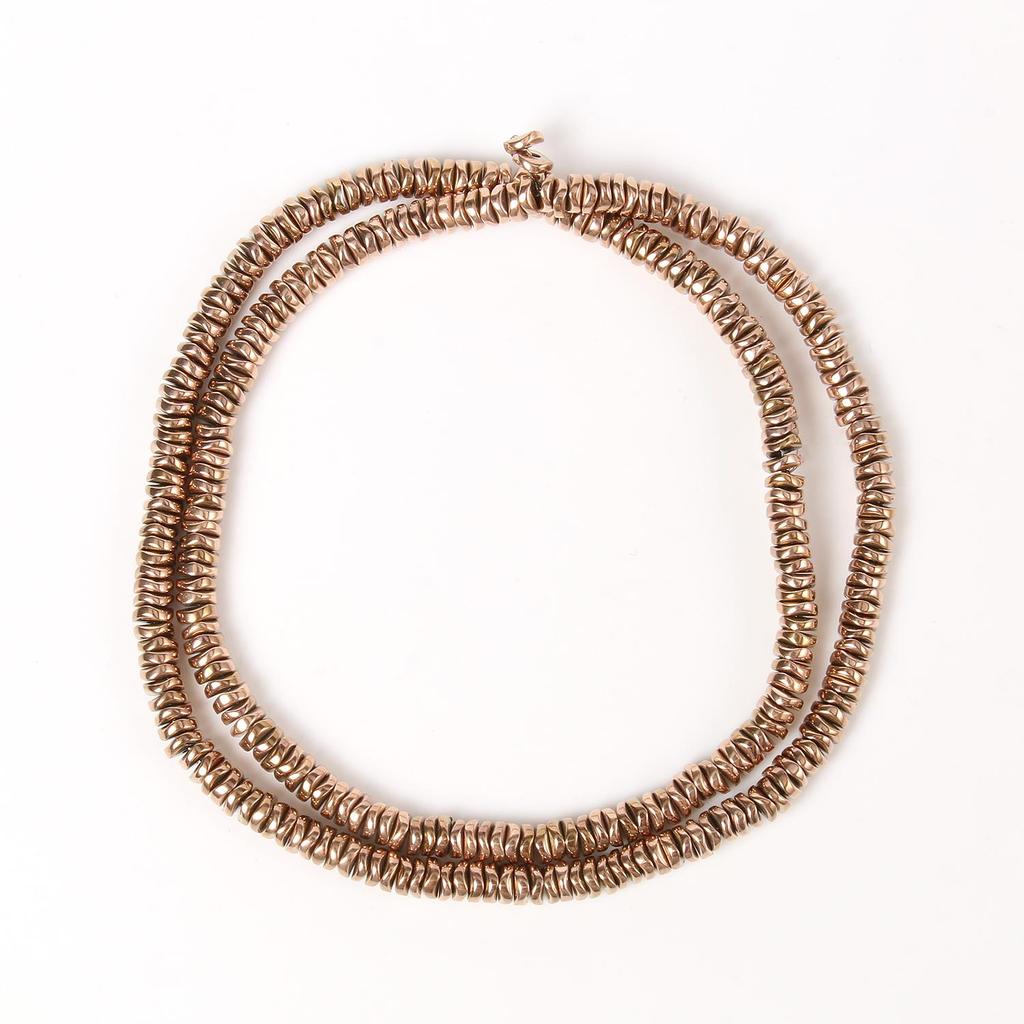 Handgefertigte Bastelfarbe, rosévergoldete Hämatitperlen, natürliche Rondelle-Perlen für Schmuckherstellung, DIY-Charms, Armband-Zubehör, 38,1 cm