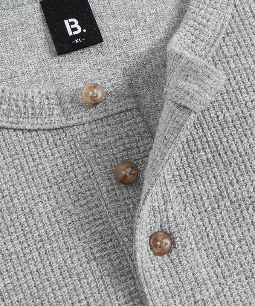 BRENSON (Waffle) Loose Fit Waffle Henley Neck Long Sleeve Tee (4 Colors)