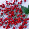 100Pcs Simulated Round Berry Christmas Tree Decoration Fruit Cherry Small Red Fruit Wedding Party Scene Decoration Berry Props