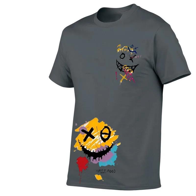 100 Pure Cotton Tshirt Suitable for Both Unisex and Unisex Fun and Trendy Graffiti Smiling Face Print Suitable for Daily Use