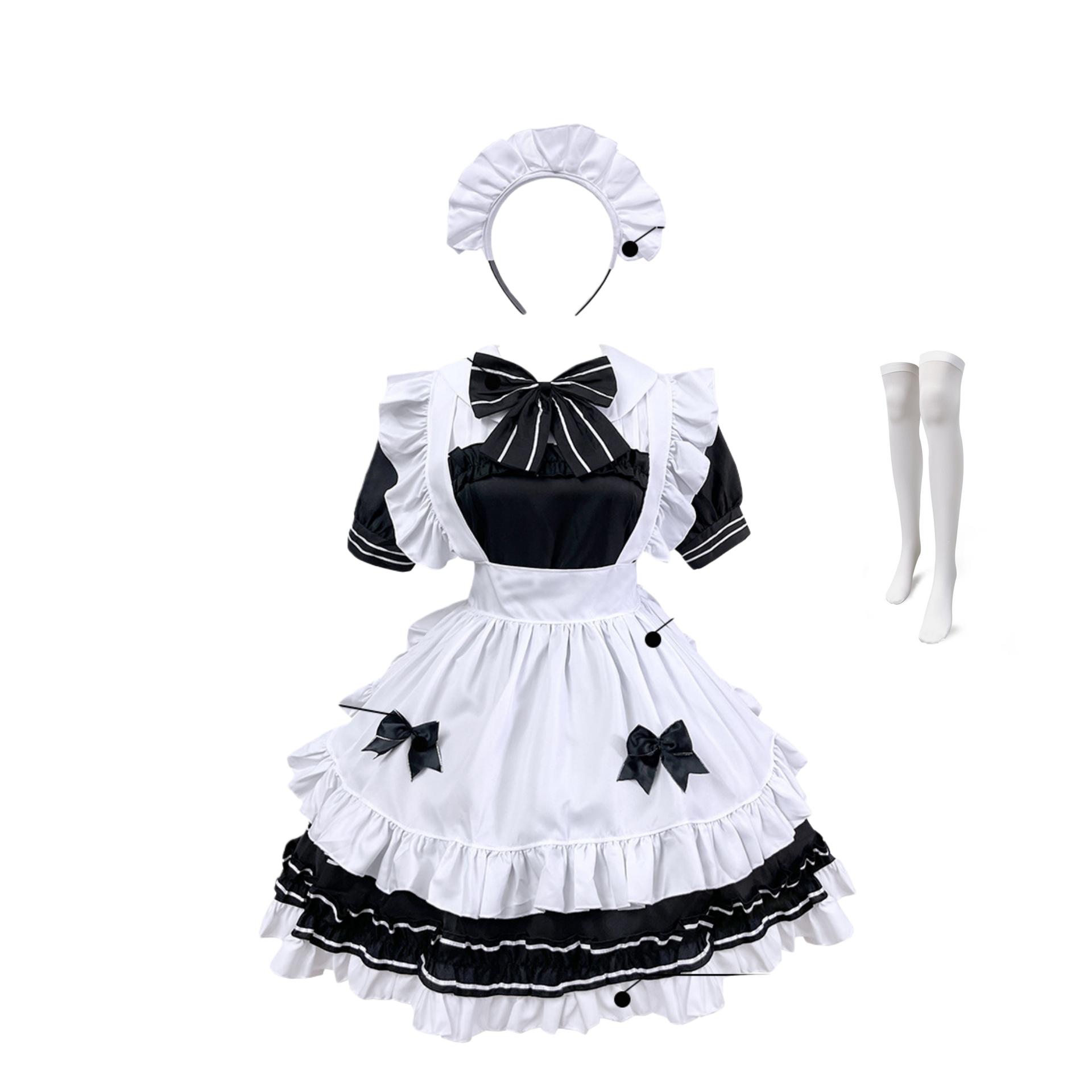 

Женский японский костюм горничной, черно-белый, лолита XXL