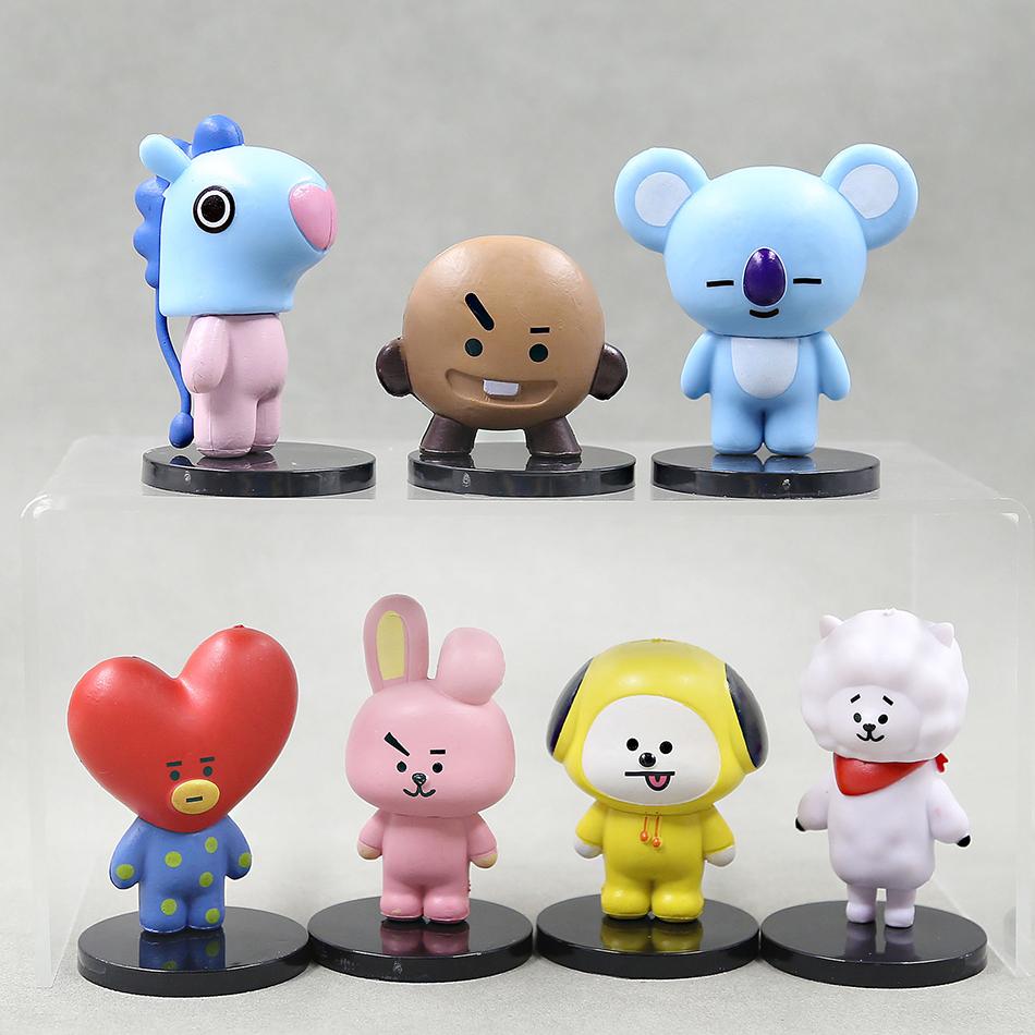 

6cm 7Pcs Figure Korea Pop Kpop Mini Bt21Tata Koya Model Creative Cute Cake Desktop Decoration Toy Gifts Childrens DIY for Kid Friendly Entertaining