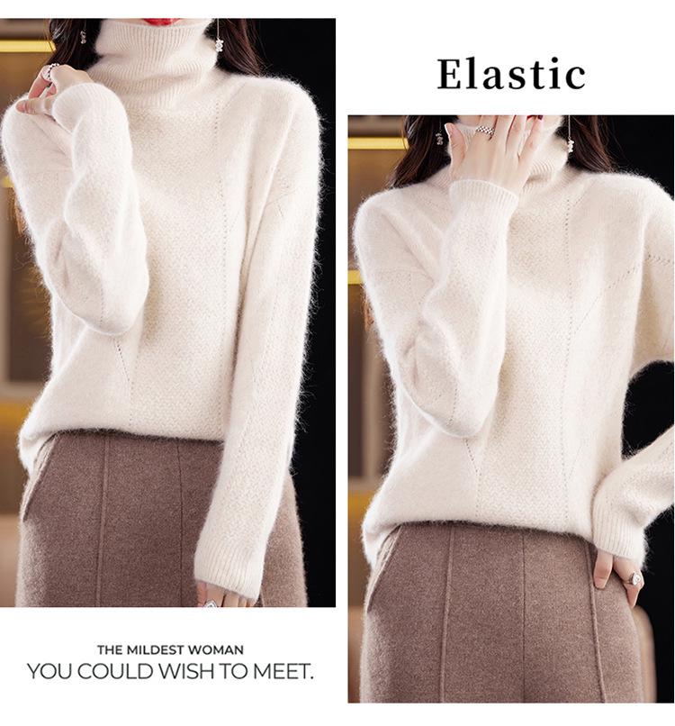 Mink Cashmere High-Neck Loose Pullover: Women's Thick Knit for Autumn/Winter 2025
