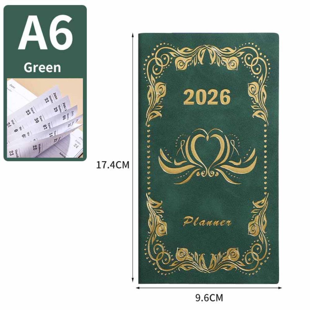 

English A6 Agenda Planning Notebook Pu Leather To-do List Notebook Office Supplies зелений