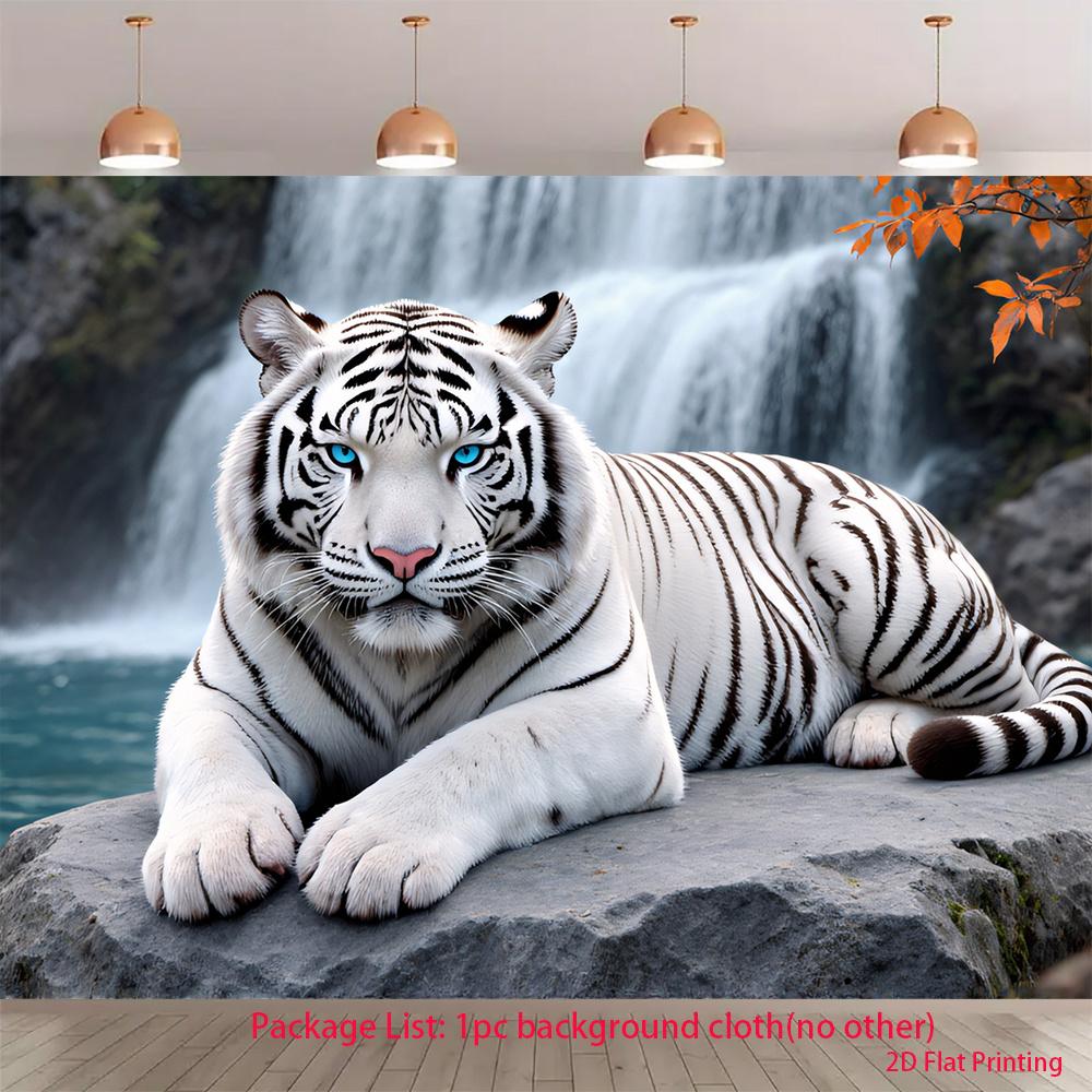 1 piece of snow-white Tiger King, polyester banner background fabric, perfect for room decoration and celebration events