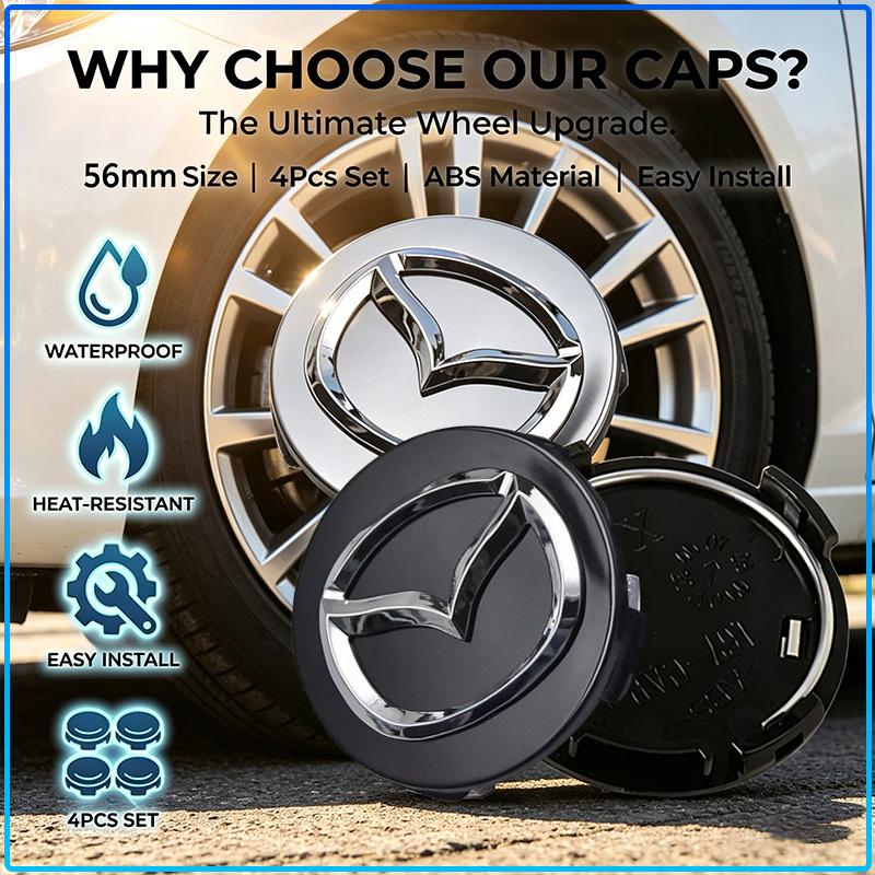 For Mazda 6 3 CX5 5 2 323 CX7 Demio Atenza Axela MX30 CX30 CX3 CX9 RX8 RX7 56mm Car Emblem Tire Wheel Hub Cap Rim Covers Auto Decorate Accessories