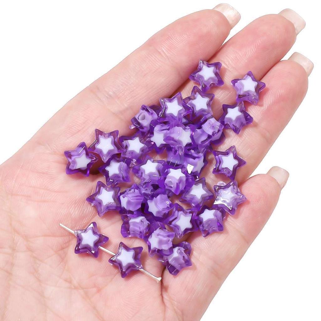 Håndlaget Armbånd Perler Akryl Tofargede Perler Pentagram Løse Perler Håndperlede Perler Halskjede Håndlaget DIY Perlehalskjede Smykketilbehør