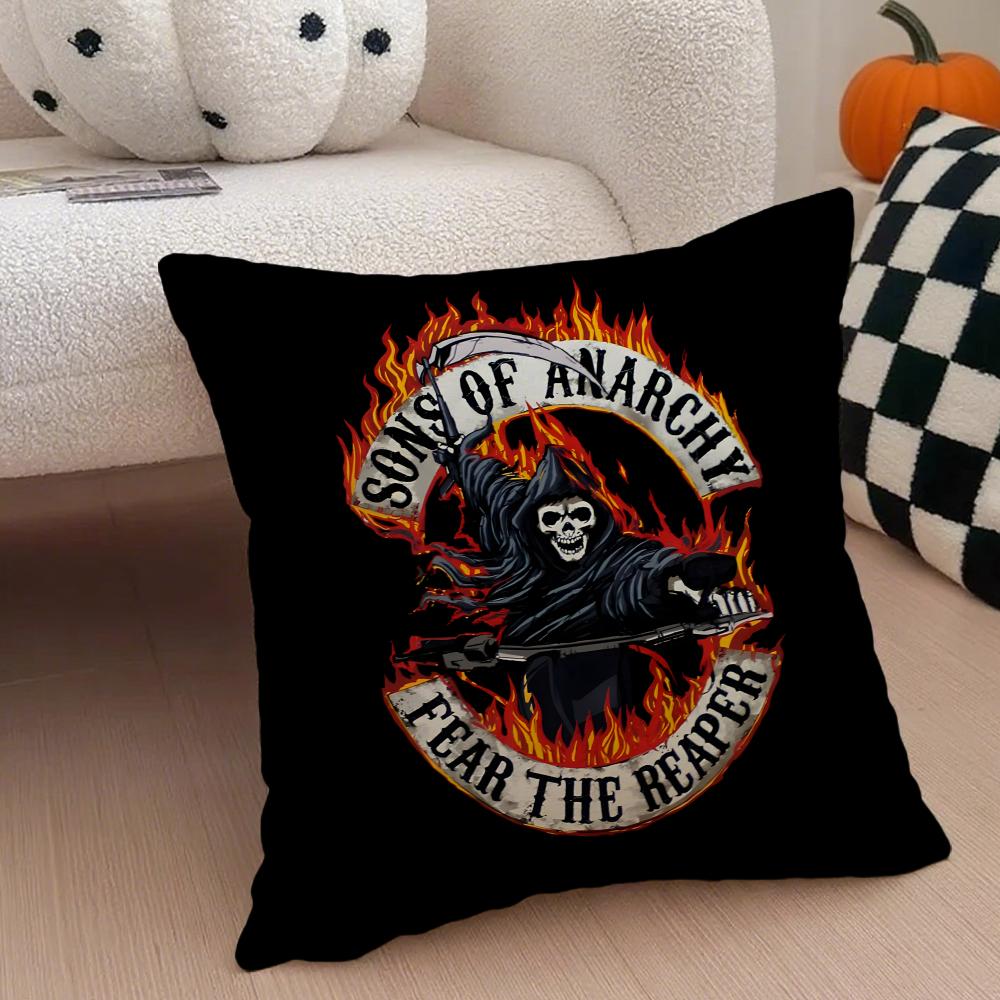 American Biker Drama SSons of Anarchy Cushion Cover Throw Pillow Cover Hidden Button Durable Polyester Chair Cushion