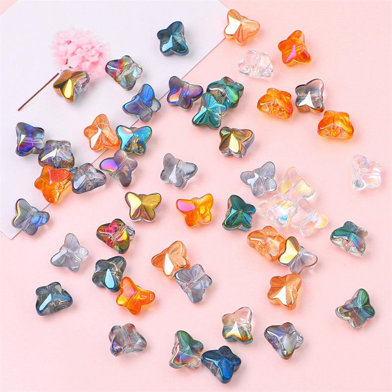 Glass Dazzle Color Butterfly Crystal Beads Loose Beads Handmade DIY Beading Bracelet Glass Beads Homemade Jewelry Accessories Beads for Jewelry Making