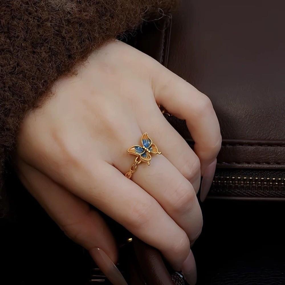 7Pcs/Set Rhinestone Flower Ring Set Camellia Flower Irregular Rings Unique Enamel Finger Rings Gift