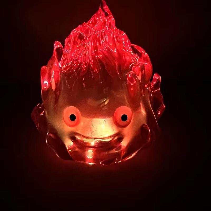 Flame Calcifer Five Colored Luminous Anime Figure Fire Devil  Miyazaki Model Ornament Collectible Doll Toy Christmas Gift