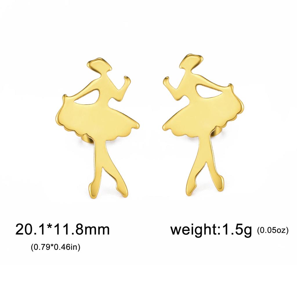 Teamer Ballet Danceing Beauty Girl Stud Earrings For Women Girls Stainless Steel Fashion Jewelry Valentine's Day Gift 2026 New