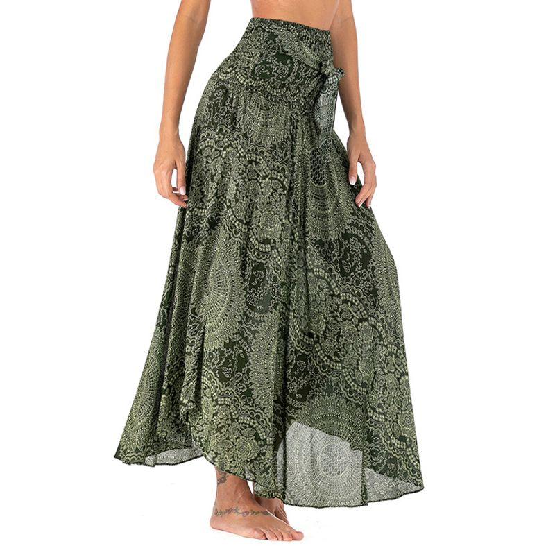 

Bohemian Beach Vacation Dress for Women Bohemian Beach Vacation Skirt Women Rose double dress dark green S00603 All yards