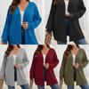 Brushed Solid Color Knit Plus Size Women's Coat - Autumn & Winter, Long-Sleeved, Loose Mid-Length