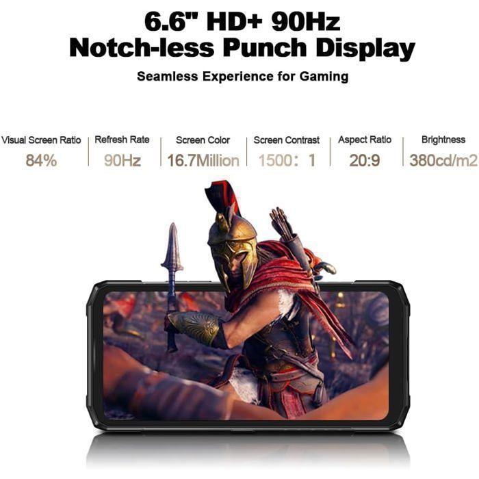 Smartphone Robuste 5G DOOGEE Blade 20 Turbo 32GO+256GO 10300mAh Écran 6.6" AI 50MP Telephone Portable Incassable Dual SIM/NFC Noir