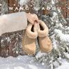 Women's Lightweight Chunky-Heeled Winter Insulated Shearling-Lined Snow Boots Slip-Resistant Casual Sporty Suede Cotton Boots